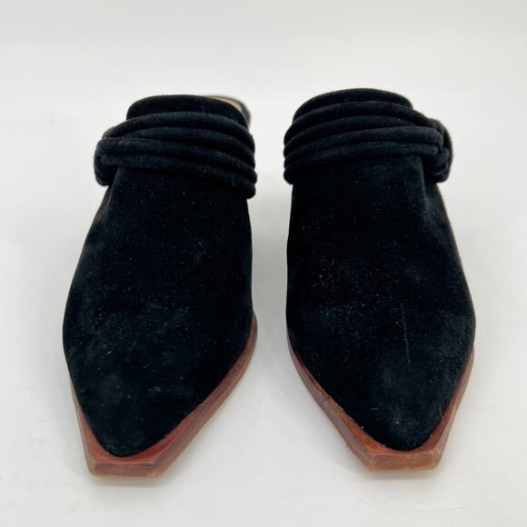 Dolce Vita Sita Mule Size 6.5 Black Suede Leather Pointed Toe Chunky Block Heel - Picture 2 of 11